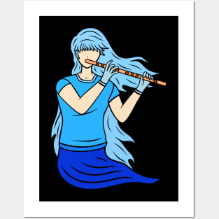 Flutist girl Posters and Art